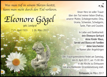 Traueranzeige von Eleonore Gögel von Südthüringer Presse