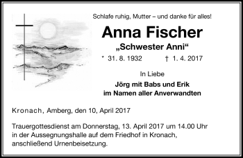 Traueranzeige von Anna Fischer von Neue Presse Coburg
