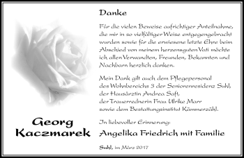 Traueranzeige von Georg Kaczmarek von Südthüringer Presse