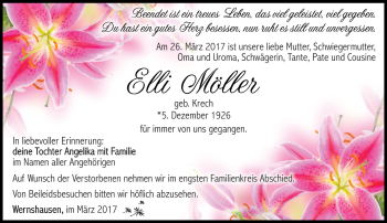 Traueranzeige von Elli Möller von Südthüringer Presse