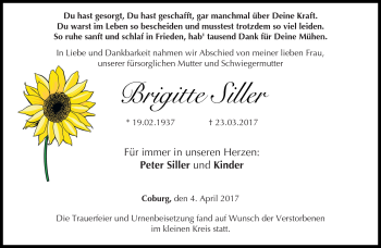 Traueranzeige von Brigitte Siller von Neue Presse Coburg