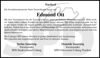 Traueranzeige von Edmund Ott von Neue Presse Coburg