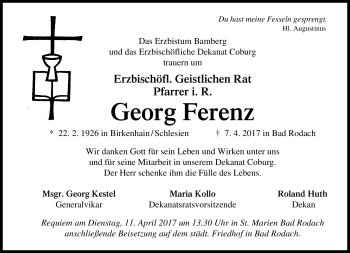 Traueranzeige von Georg Ferenz von Neue Presse Coburg