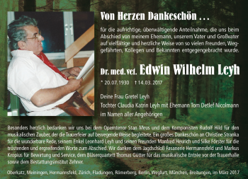 Traueranzeige von Edwin Leyh von Südthüringer Presse