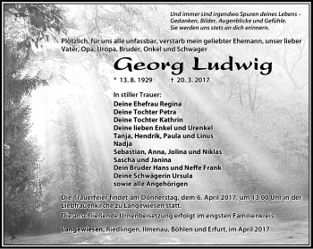 Traueranzeige von Georg Ludwig von Südthüringer Presse