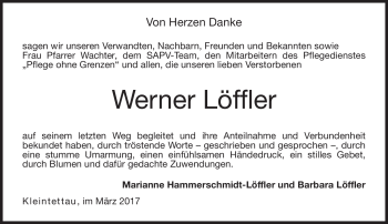 Traueranzeige von Werner Löffler von Neue Presse Coburg