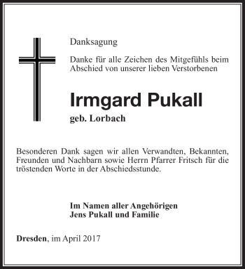 Traueranzeige von Irmgard Pukall von Südthüringer Presse