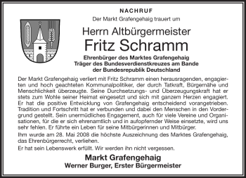 Traueranzeige von Fritz Schramm von Frankenpost