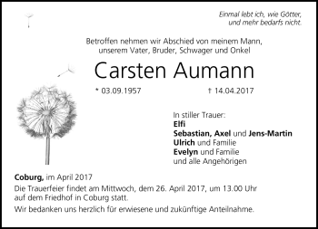Traueranzeige von Carsten Aumann von Neue Presse Coburg