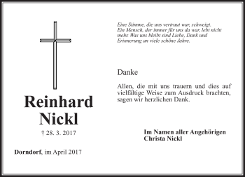 Traueranzeige von Nickl  von Südthüringer Presse