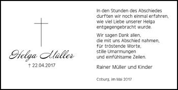 Traueranzeige von Helga Müller von Neue Presse Coburg
