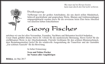 Traueranzeige von Georg Fischer von Südthüringer Presse