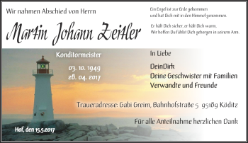 Traueranzeige von Martin Zeitler von Frankenpost