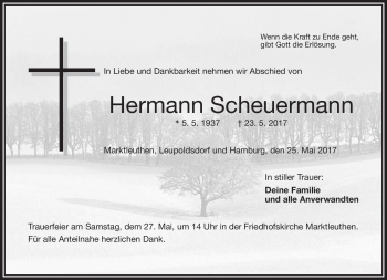 Traueranzeige von Hermann Scheuermann von Frankenpost