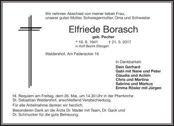 Traueranzeige von Elfriede Borasch von Frankenpost