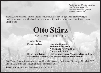 Traueranzeige von Otto Stärz von Südthüringer Presse