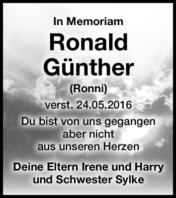 Traueranzeige von Ronald Günther von Neue Presse Coburg