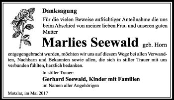Traueranzeige von Marlies Seewald von Südthüringer Presse