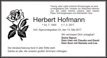Traueranzeige von Herbert Hofmann von Frankenpost