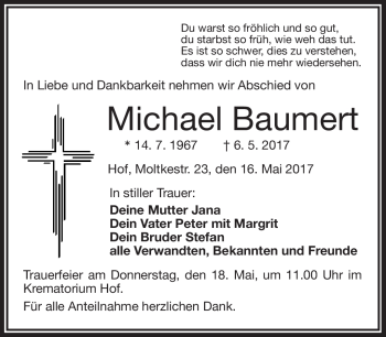 Traueranzeige von Michael Baumert von Frankenpost