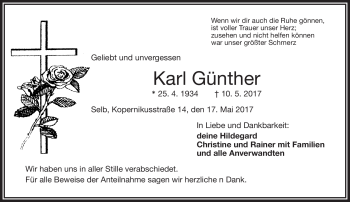 Traueranzeige von Karl Günther von Frankenpost