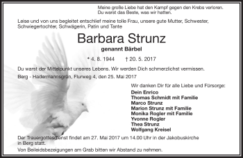 Traueranzeige von Barbara Strunz von Frankenpost