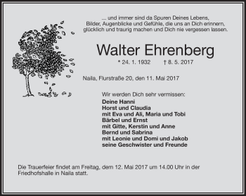 Traueranzeige von Walter Ehrenberg von Frankenpost