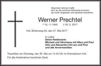 Traueranzeige von Werner Prechtel von Frankenpost
