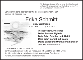 Traueranzeige von Erika Schmitt von Neue Presse Coburg