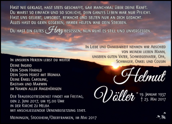 Traueranzeige von Helmut Völler von Südthüringer Presse
