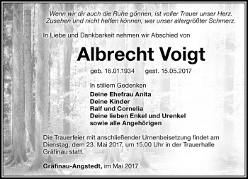 Traueranzeige von Albrecht Voigt von Südthüringer Presse