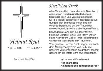 Traueranzeige von Helmut Reul von Frankenpost