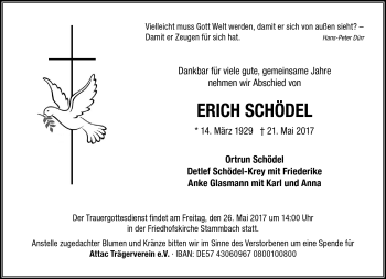 Traueranzeige von Erich Schödel von Frankenpost