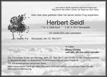Traueranzeige von Herbert Seidl von Frankenpost