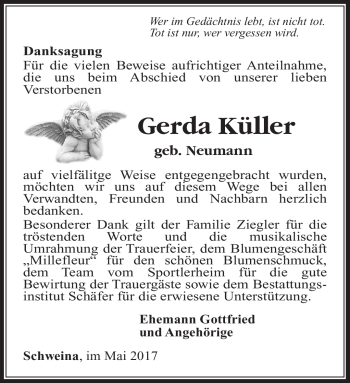 Traueranzeige von Gerda Küller von Südthüringer Presse