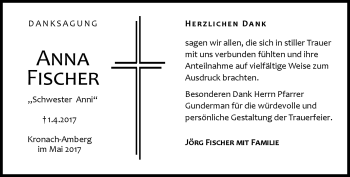 Traueranzeige von Anna Fischer von Neue Presse Coburg