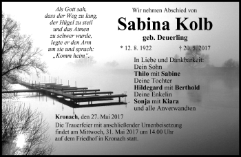 Traueranzeige von Sabina Kolb von Neue Presse Coburg