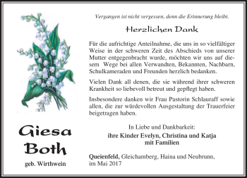 Traueranzeige von Giesa Both von Südthüringer Presse