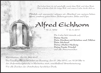 Traueranzeige von Alfred Eichhorn von Neue Presse Coburg