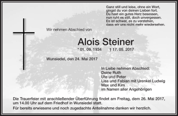 Traueranzeige von Alois Steiner von Frankenpost