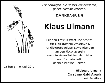 Traueranzeige von Klaus Ulmann von Neue Presse Coburg