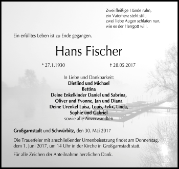 Traueranzeige von Hans Fischer von Neue Presse Coburg