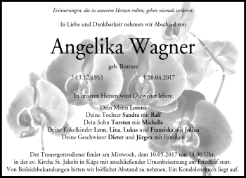 Traueranzeige von Angelika Wagner von Neue Presse Coburg