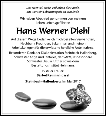 Traueranzeige von Hans Werner Diehl von Südthüringer Presse