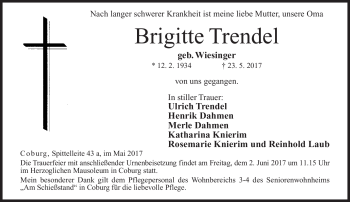 Traueranzeige von Brigitte Trendel von Neue Presse Coburg