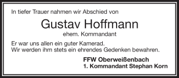 Traueranzeige von Gustav Hoffmann von Frankenpost