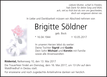 Traueranzeige von Brigitte Söldner von Neue Presse Coburg