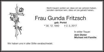 Traueranzeige von Gunda Fritzsch von Frankenpost