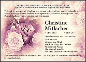 Traueranzeige von Christine Mitlacher von Neue Presse Coburg