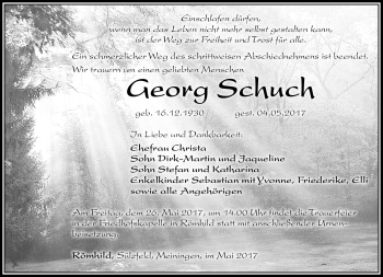 Traueranzeige von Georg Schuch von Südthüringer Presse